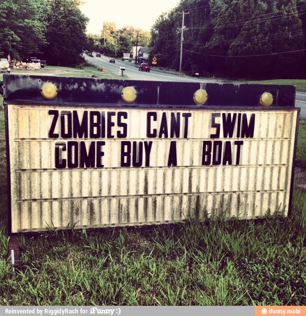 zombies cannot swim??? - meme