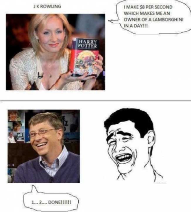 Bill gates vs J.K. Rowling - meme