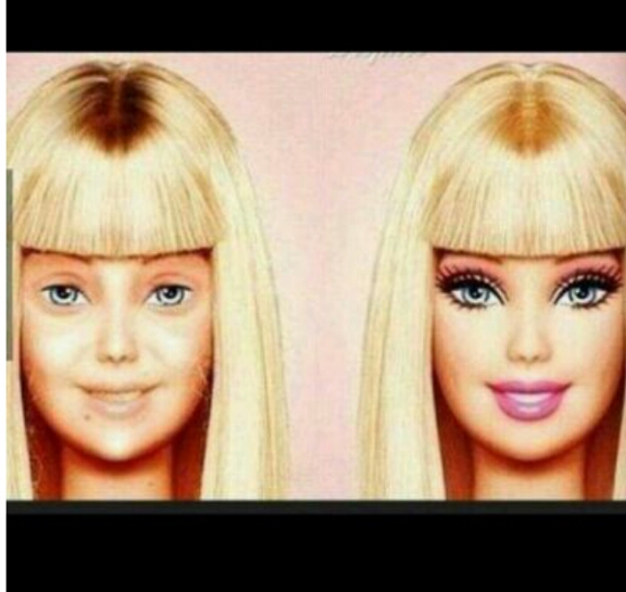 Barbie without makeup - meme