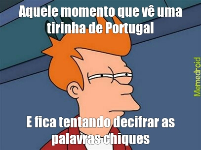 Não estou criticando os portugueses , só estou dizendo que nós, brasileiros não entendemos as palavras que vocês usam nas tiras. - meme