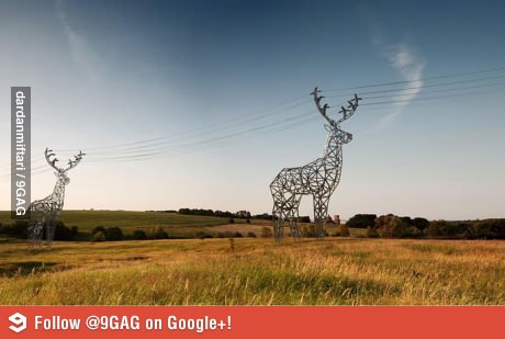 power line tower shaped like a deer! - meme
