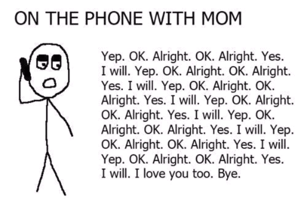 le me talking with mom - meme