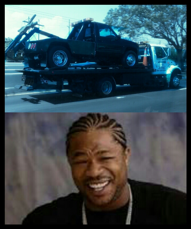 Tow truck towing a tow truck - meme