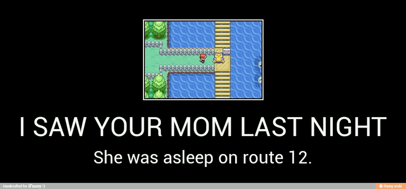 I saw your mom last night. She was asleep on route twelve. - meme